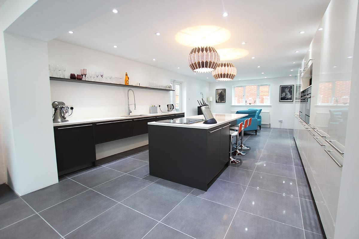 High Gloss White Island Kitchen