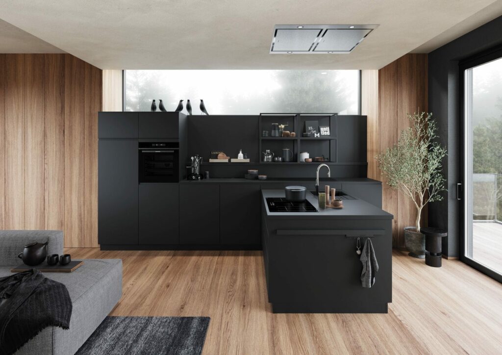 Dark Matt Handleless Kitchen | Alon Interiors, Kent