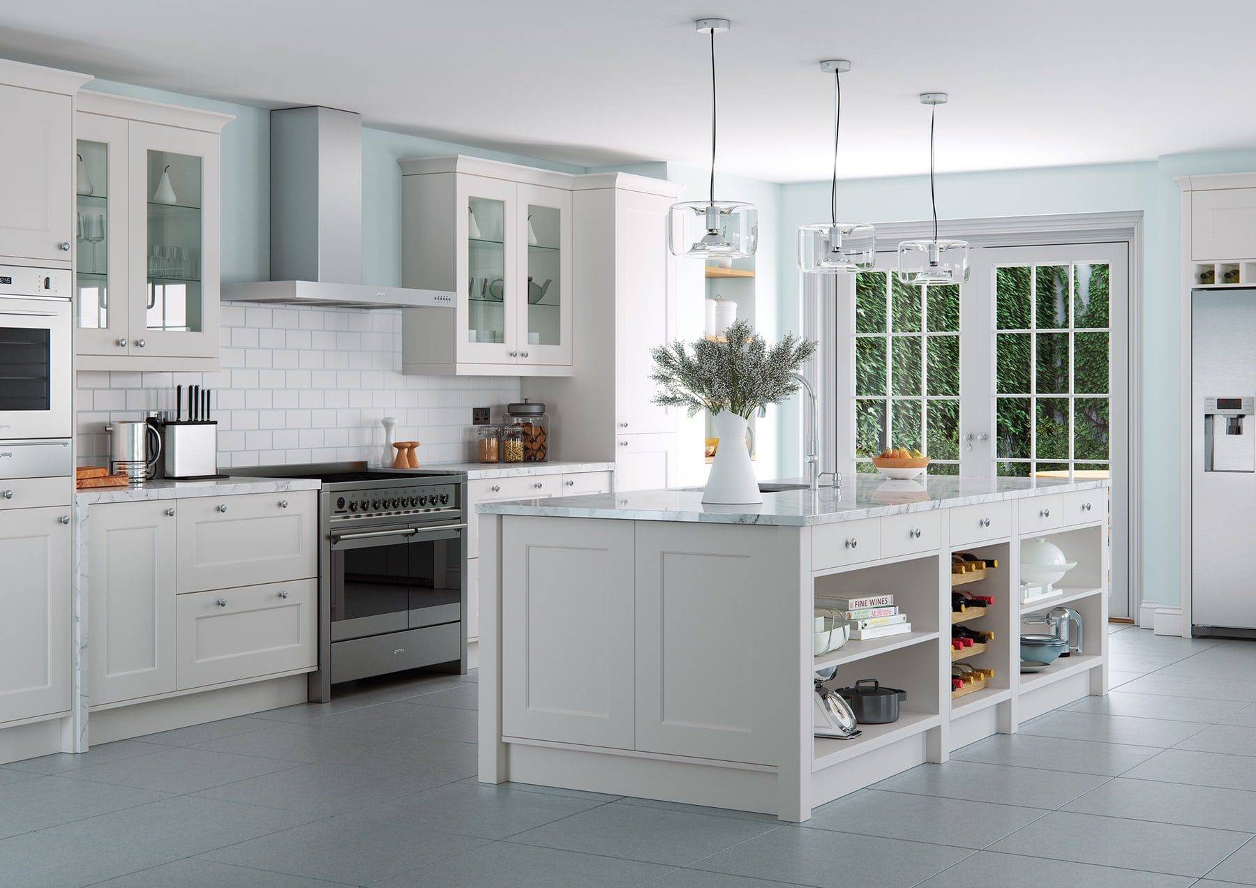Florence Light Grey Shaker Open Plan Kitchen With Island | Colourhouse Interiors, Caterham
